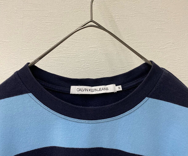 SOLD OUT【CALVIN KLEIN JEANS】 Tシャツ ボーダー柄 水色&紺 S - 画像 (3)