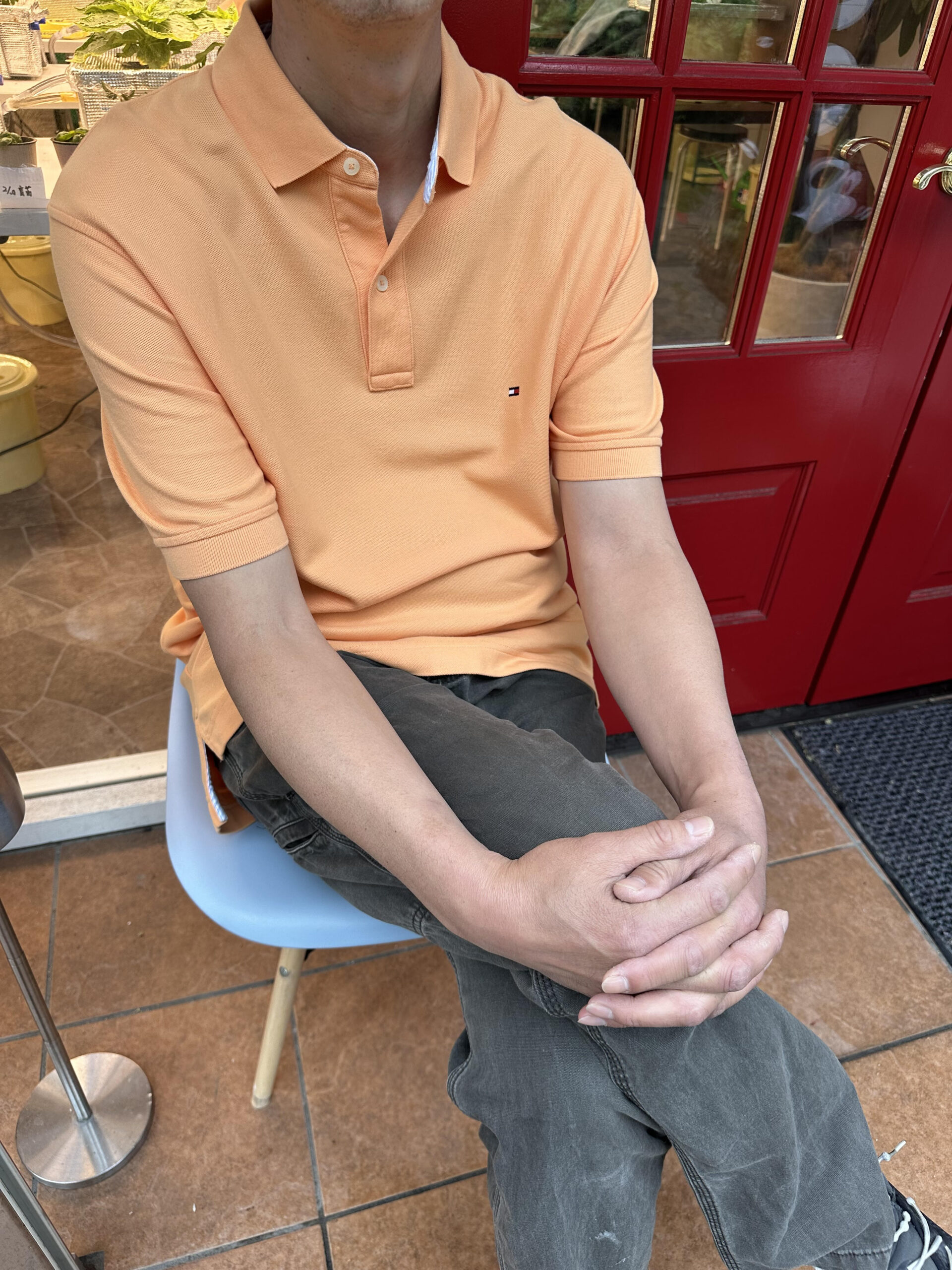 【 TOMMY HILFIGER 】 ポロシャツ オレンジ色 L - 画像 (5)