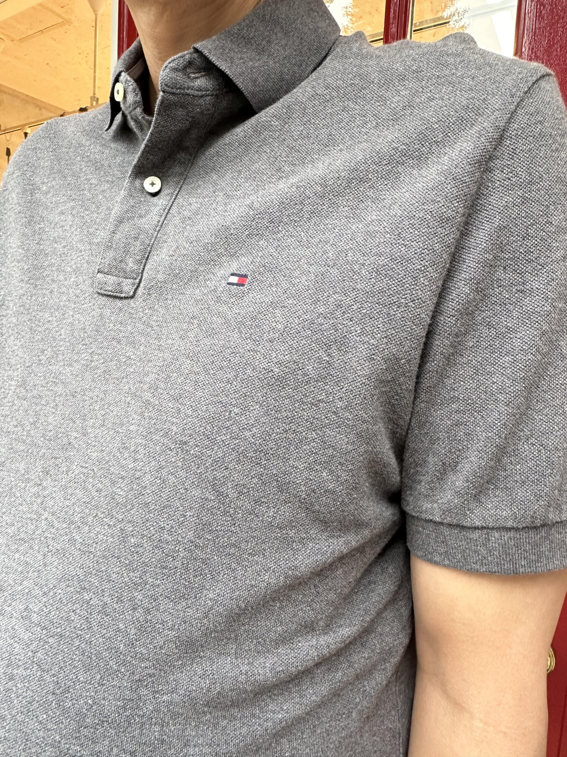 【 TOMMY HILFIGER 】 ポロシャツ 灰色 M - 画像 (4)