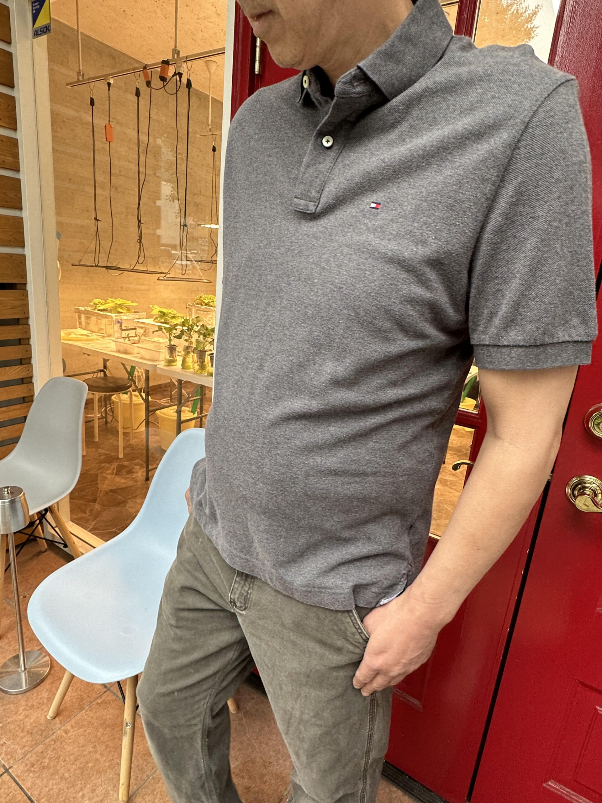 【 TOMMY HILFIGER 】 ポロシャツ 灰色 M - 画像 (5)