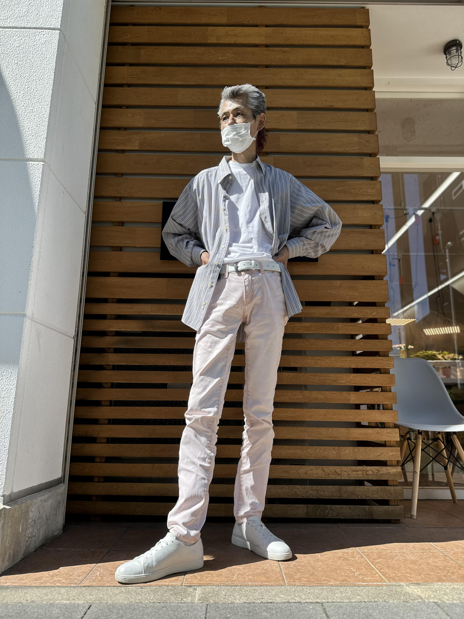 【CHAPS】長袖シャツ 青・灰 XL - 画像 (5)