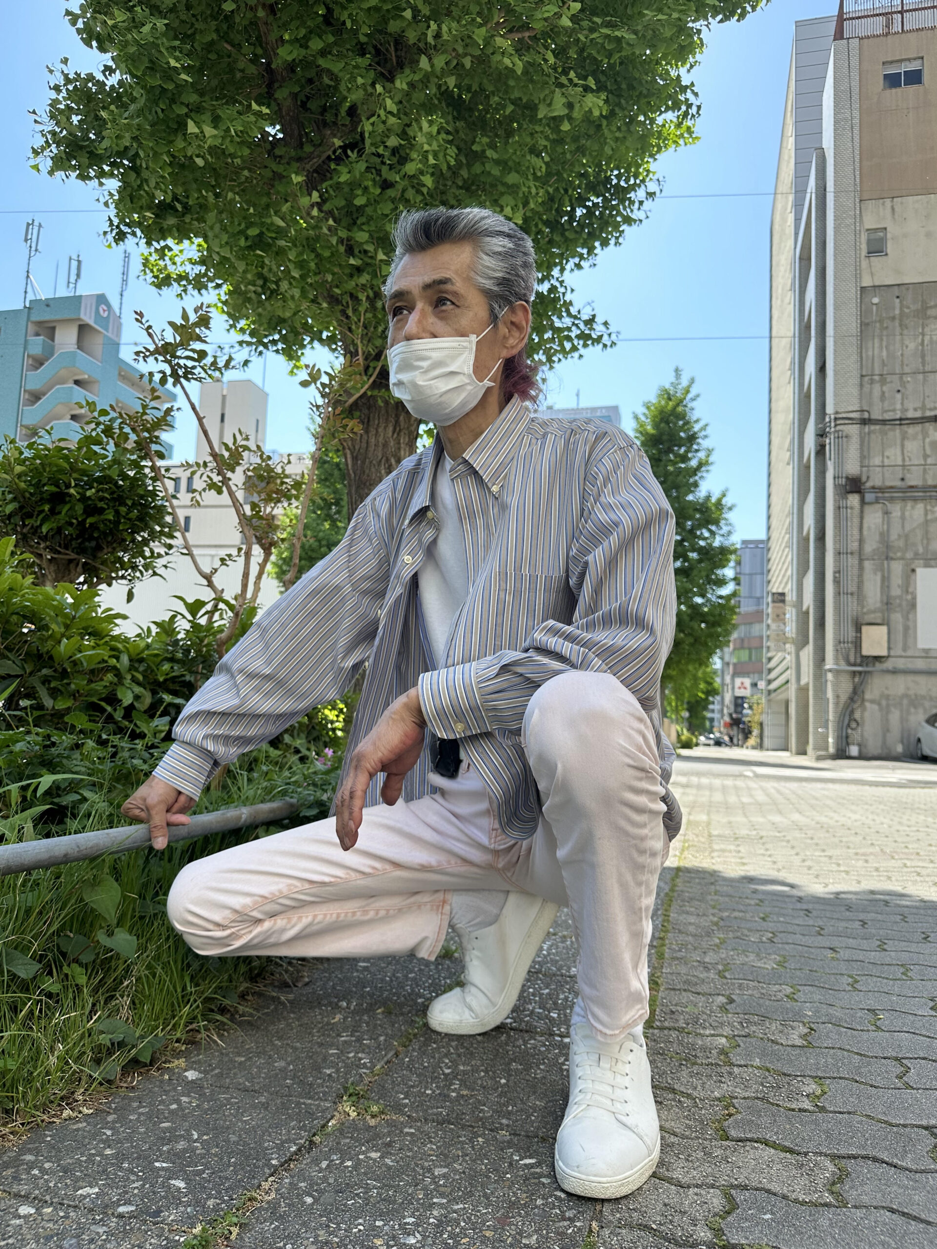 【CHAPS】長袖シャツ 青・灰 XL - 画像 (6)